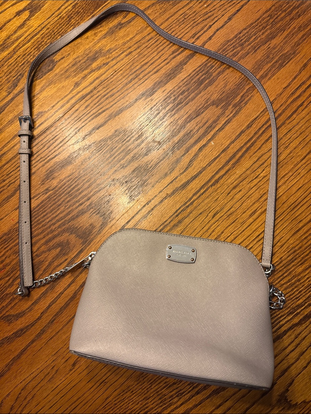 Michael Kors Saffiano Leather Crossbody Bag in Taupe Gray